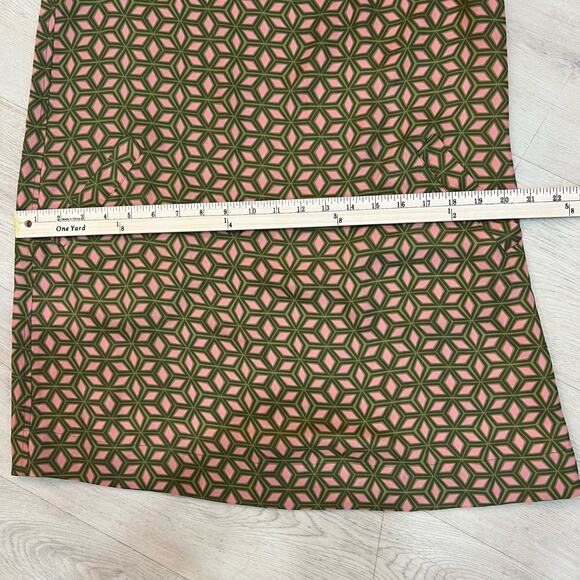 Fossil Pink Green Geometric Business Casual 3/4 Sleeve Shift Mini Dress, Small - Picture 12 of 12